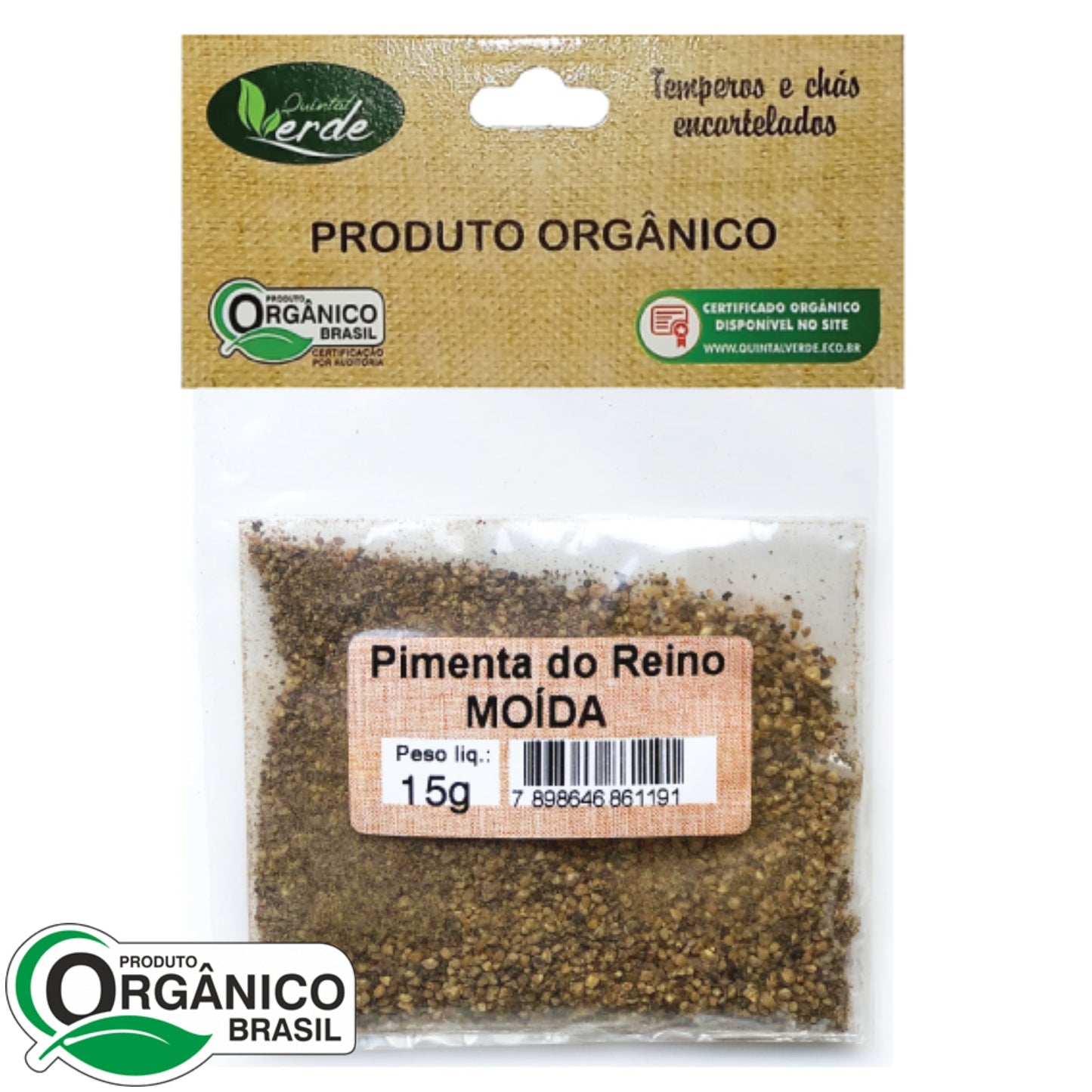 Pimenta do Reino Moída 15g - Quintal Verde